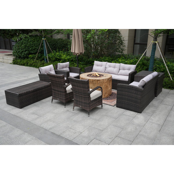 Red Barrel Studio® Haleigh Wicker/Rattan 9 Person Seating Group With